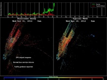 Датчики GPS в такси помогают исследовать влияние урагана Сэнди на нью-йоркский трафик Датчики GPS в такси помогают исследовать влияние урагана Сэнди на нью-йоркский трафик